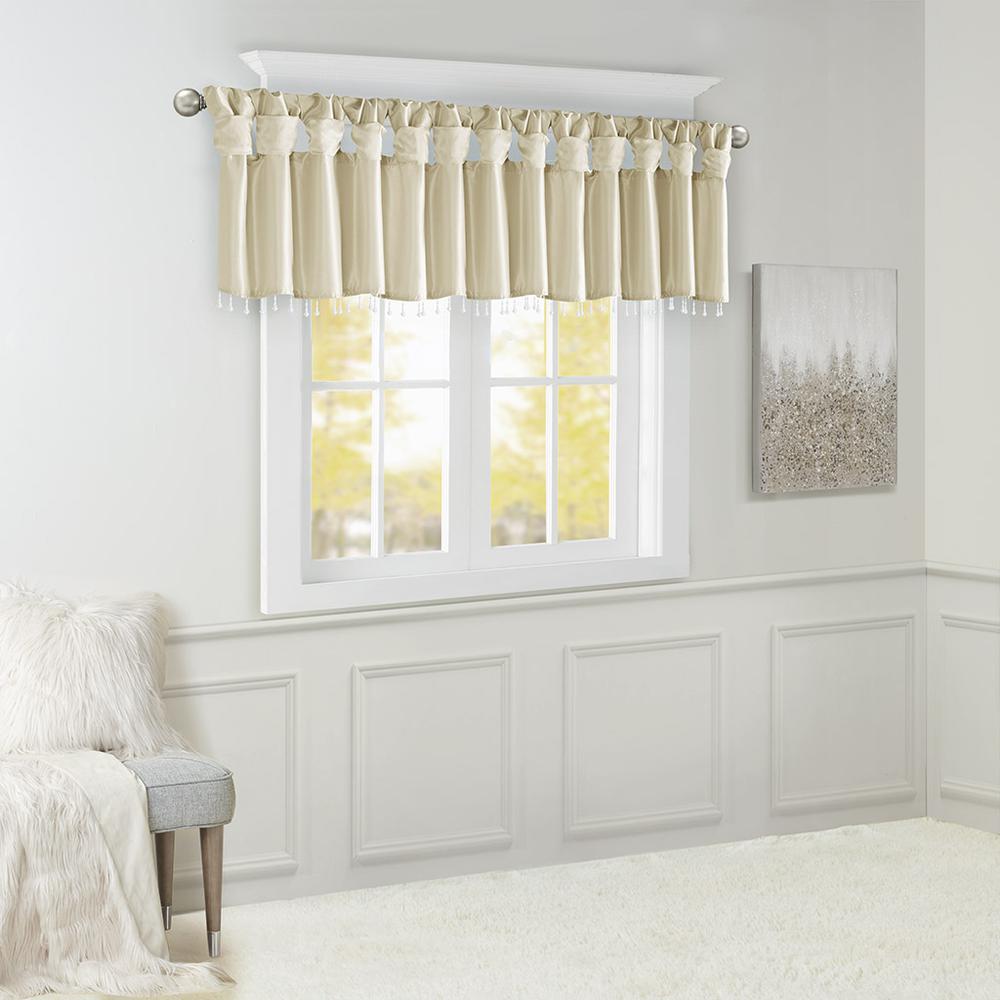 Lightweight Faux Silk Valance With Beads. Picture 3