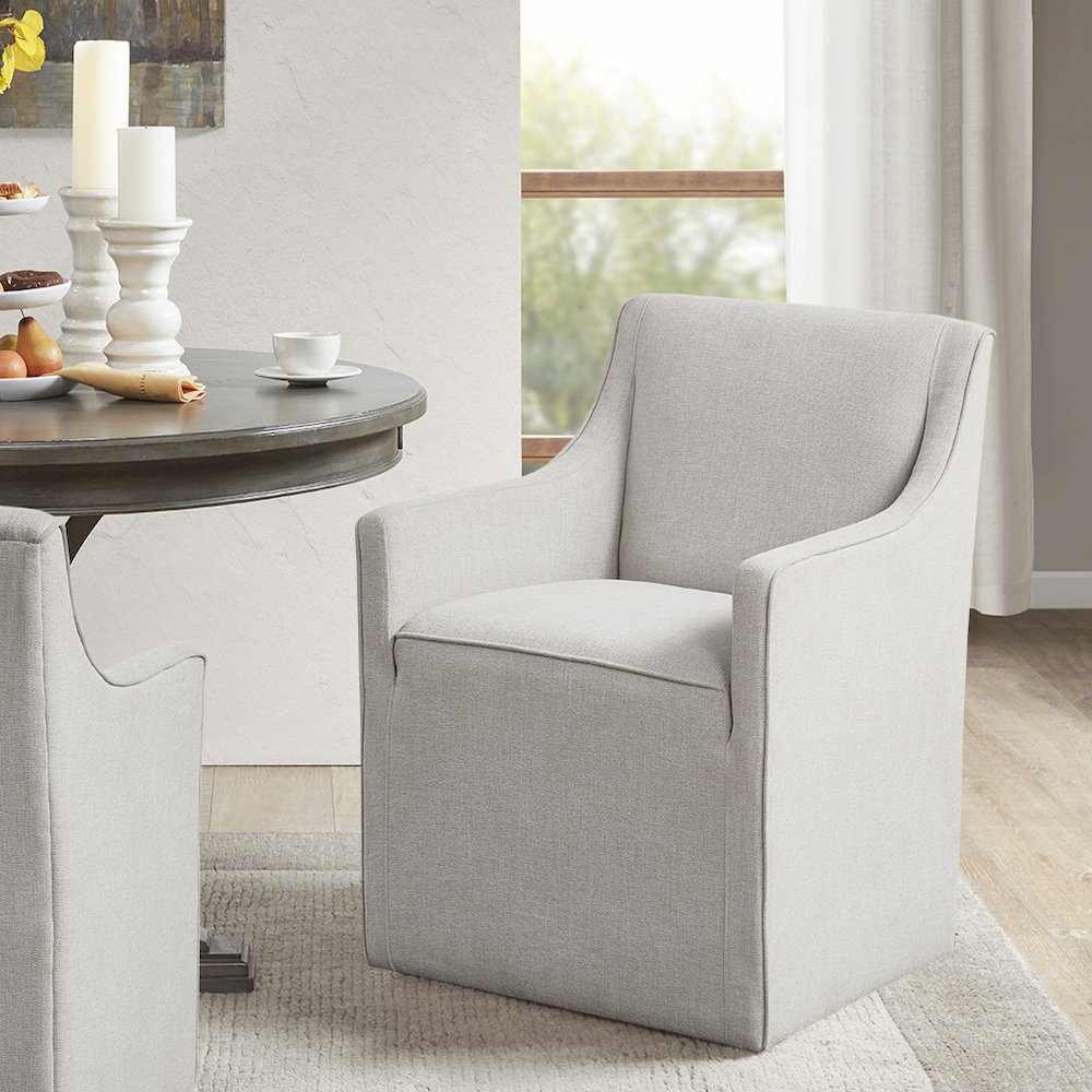 Skirted Dining Arm Chair with Casters. Picture 4