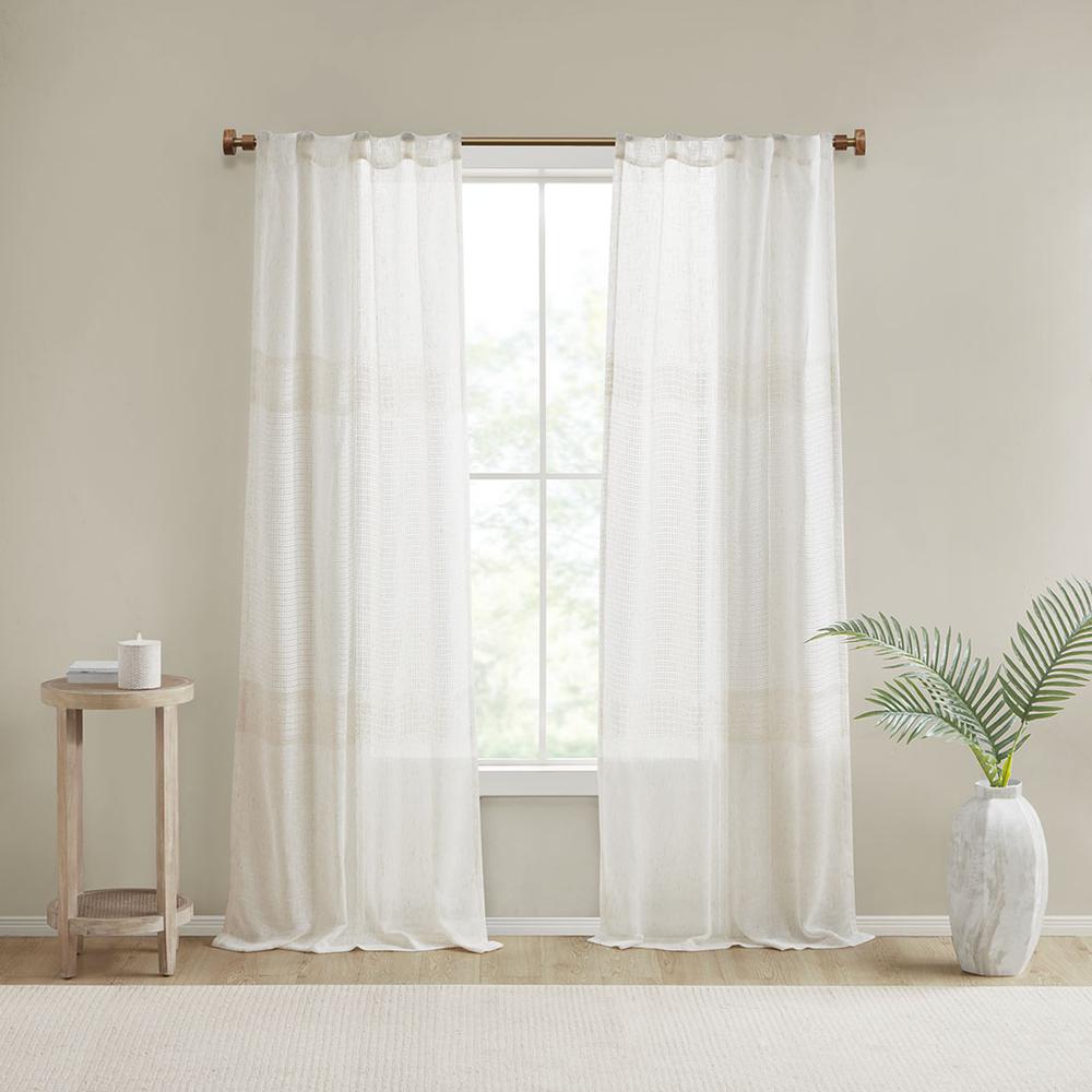Yarn Dye Sheer Curtain Panel Pair. Picture 4