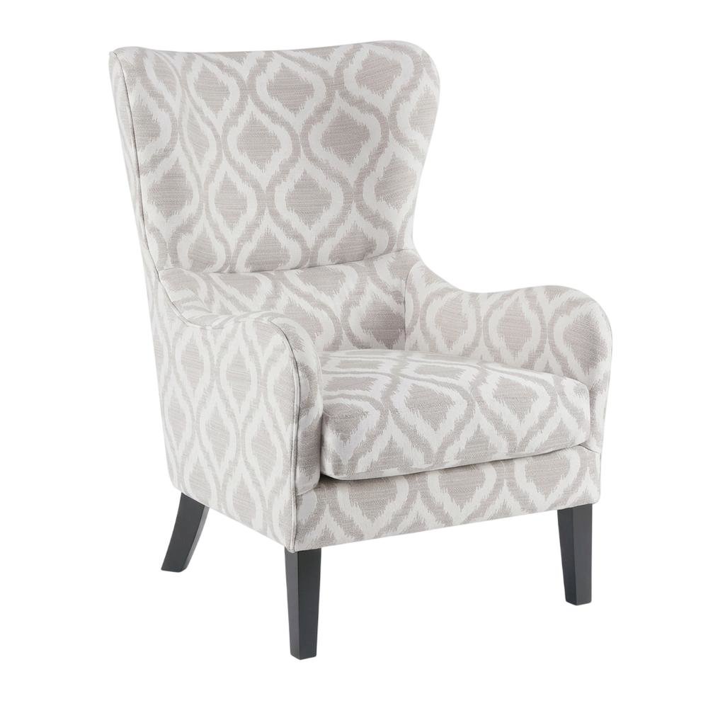 Grey Wingback Accent Chair with Arianna Pattern and Comfortable Design. Picture 1