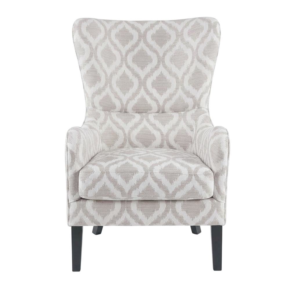 Grey Wingback Accent Chair with Arianna Pattern and Comfortable Design. Picture 3