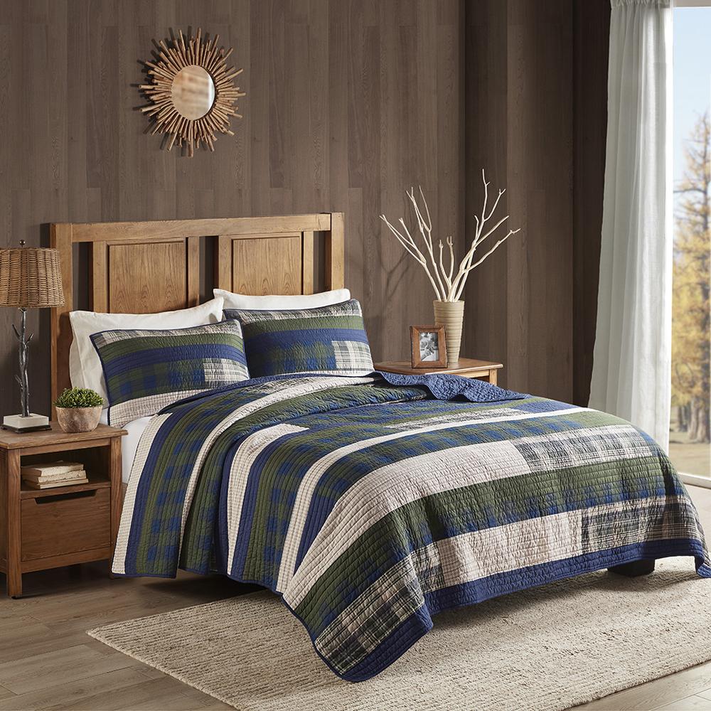 Spruce Hill Oversized Cotton Quilt Mini Set, Green color. Picture 4