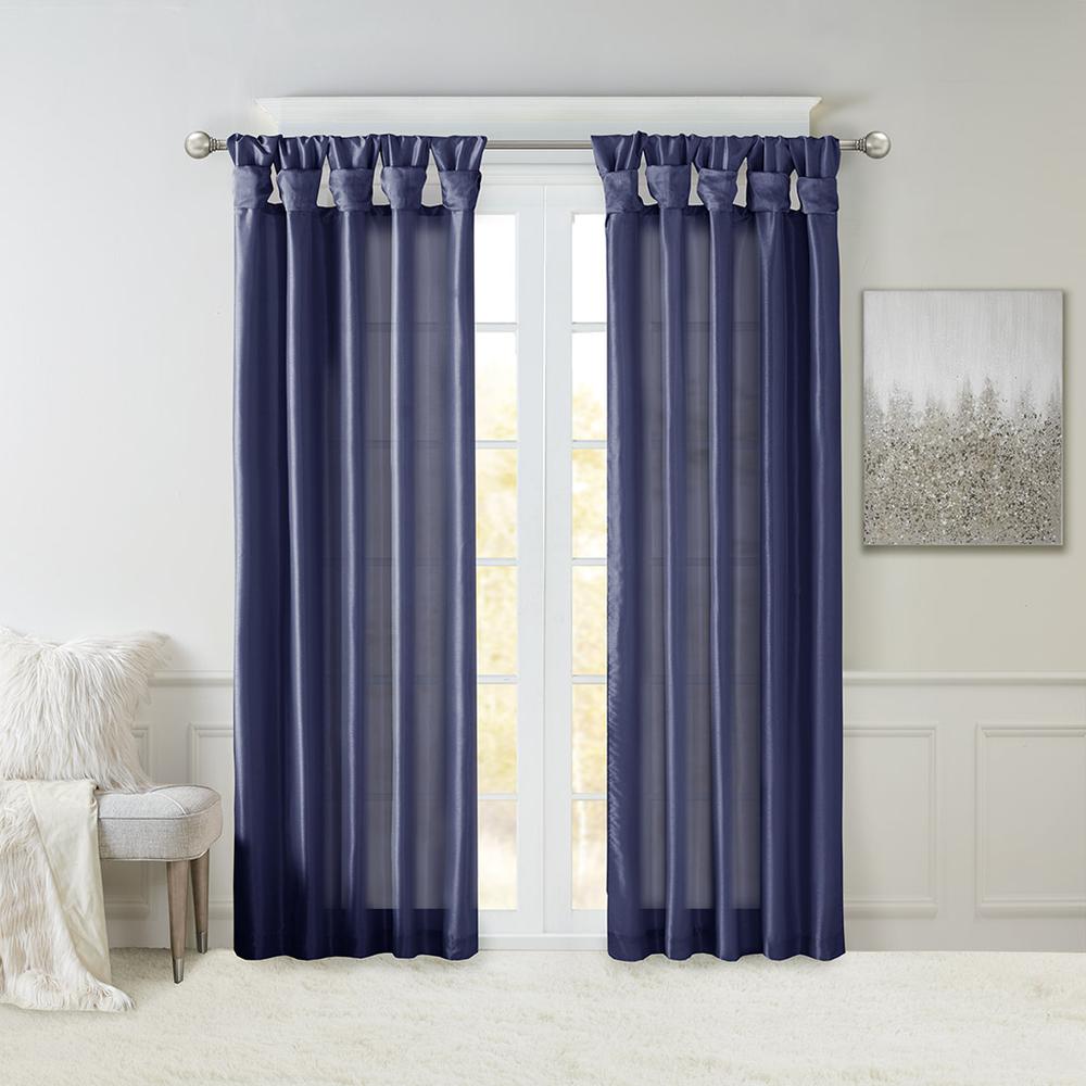 Twist Tab Lined Window Curtain Panel. Picture 2