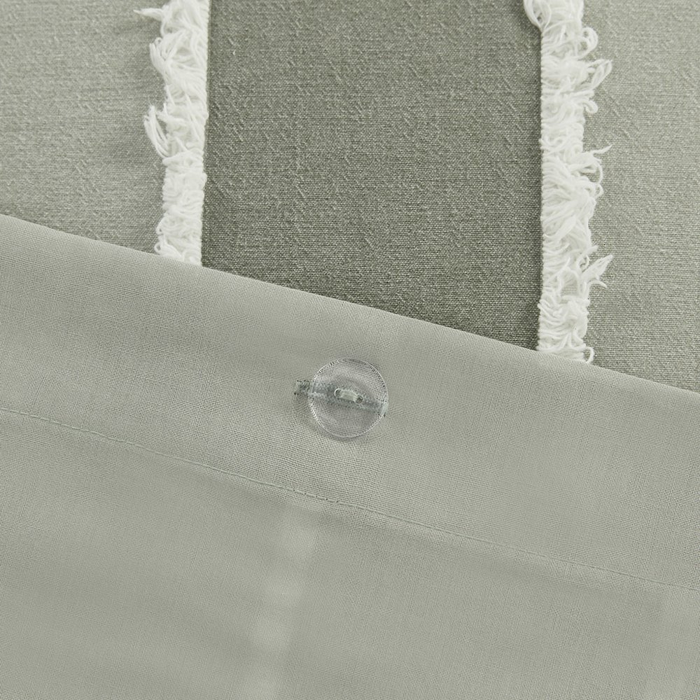 Shay 3 Piece Striped Cotton Duvet Cover Set, Sage color. Picture 3