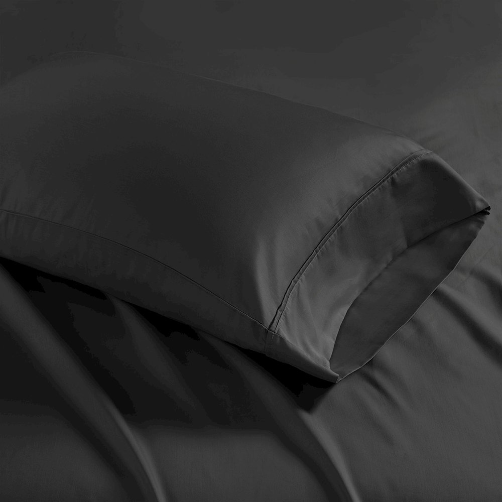 1500 Thread Count Cotton Blend 4 PC Sheet Set, Black color. Picture 5