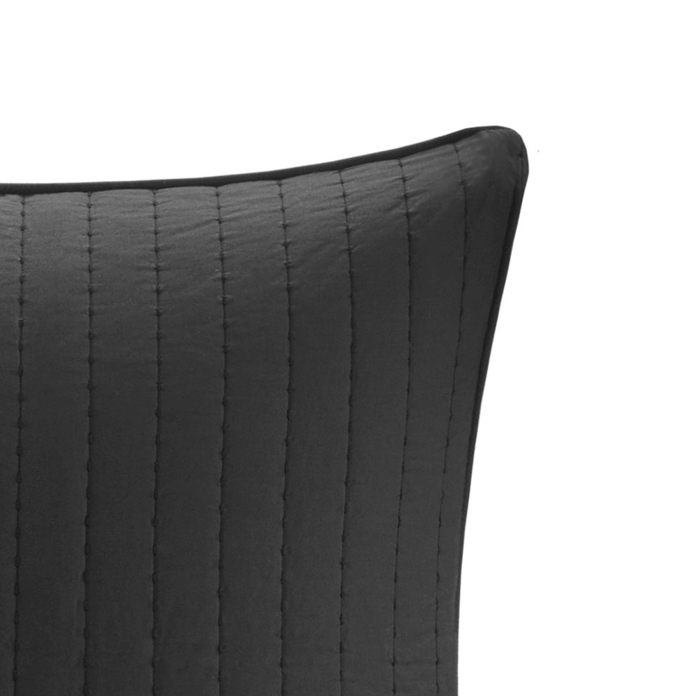 Camila Cotton Quilted Euro Sham, Black color. Picture 2