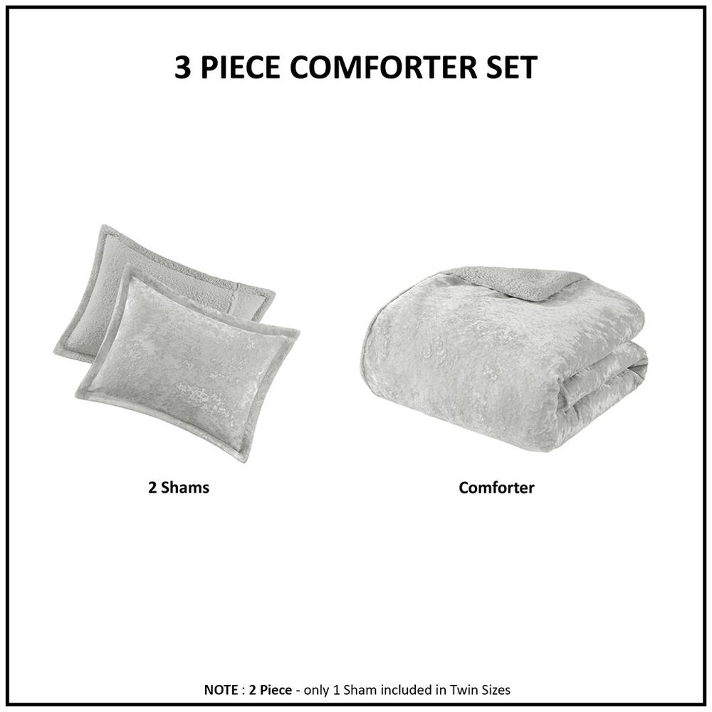 Crushed Velvet Sherpa Reversible Comforter Set. Picture 1