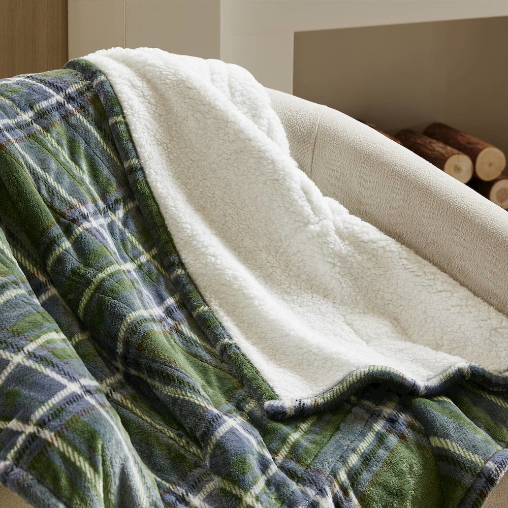 Print Plush to Sherpa Heated Throw. Picture 2