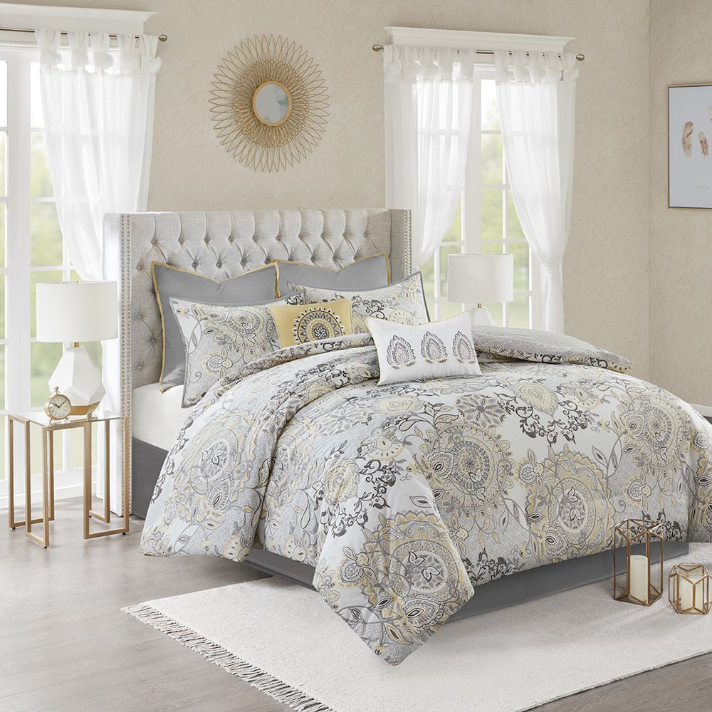 8 Piece Cotton Floral Printed Reversible Comforter Set. Picture 4