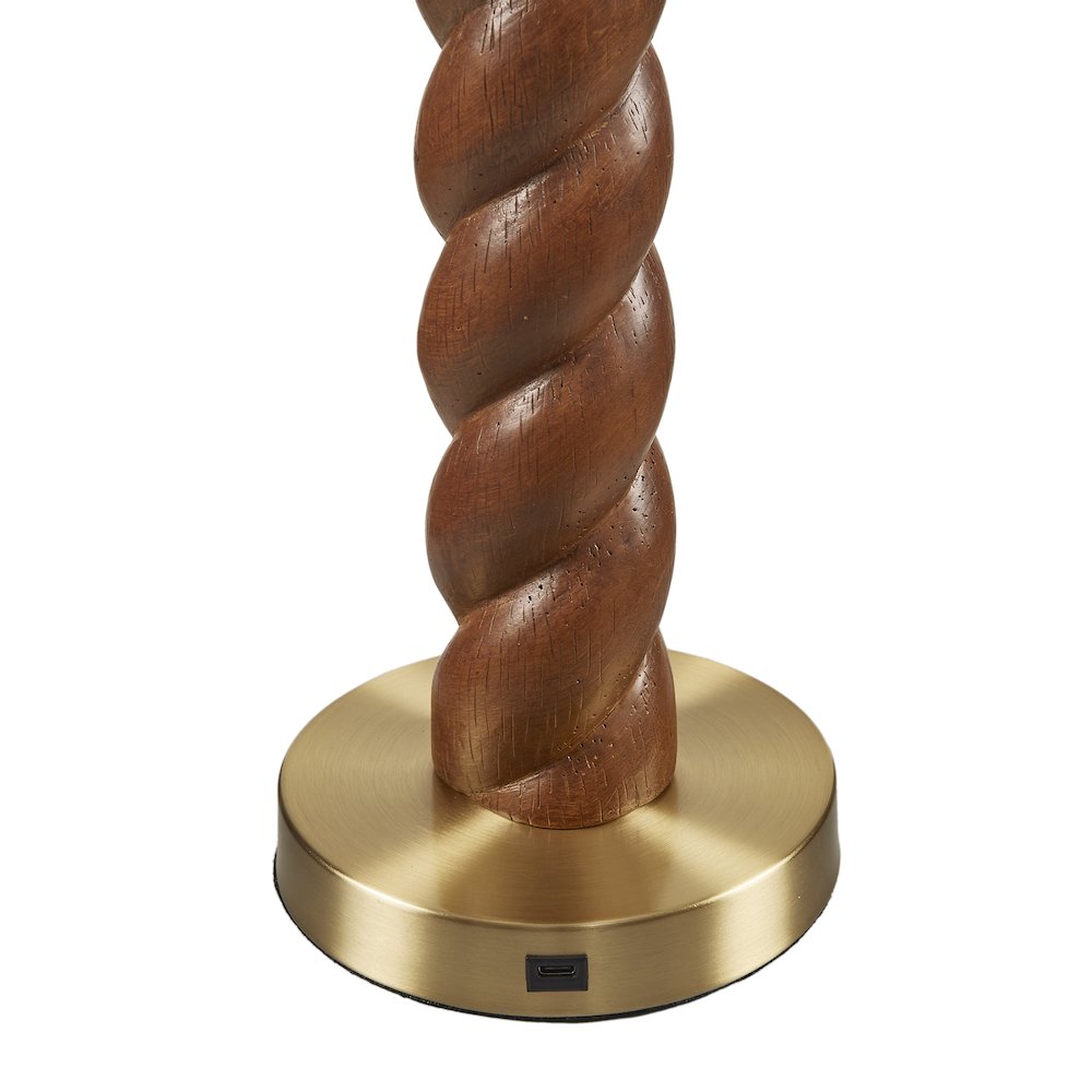 Helixia Twisted Faux Wood Table Lamp with USP C Port. Picture 4