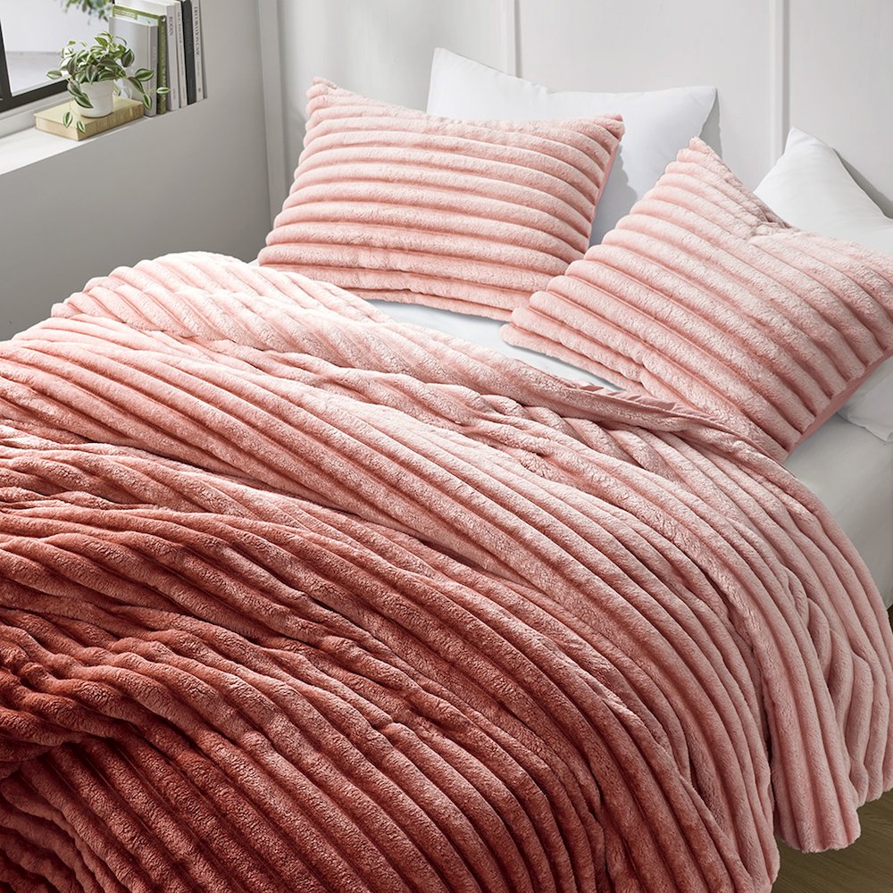 Avril Fluffy Ribbed Plush Comforter Set, Blush Ombre color. Picture 5