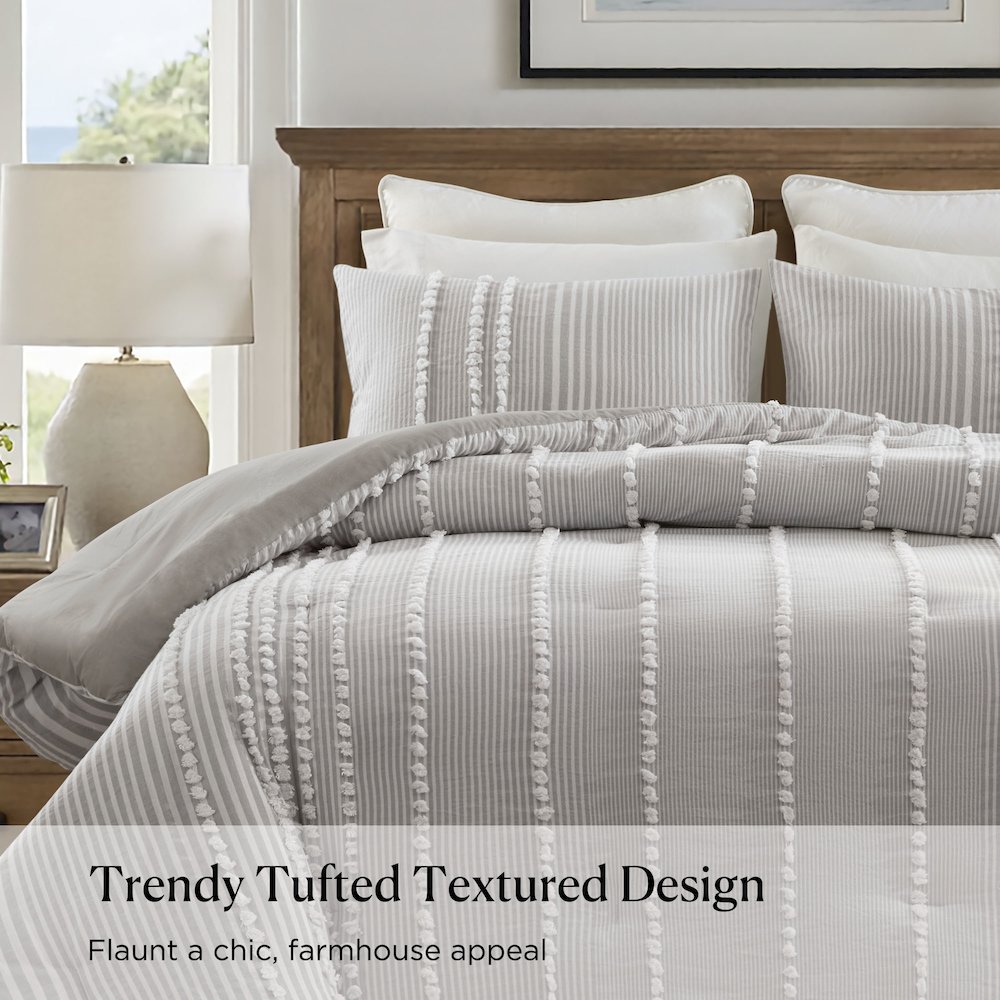 Anslee 3 Piece Cotton Yarn Dyed Comforter Set. Picture 4