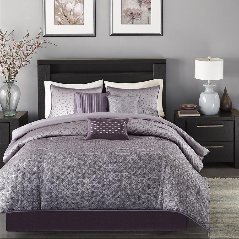 Biloxi 7 Piece Jaquard Comforter Set, Purple color. Picture 3