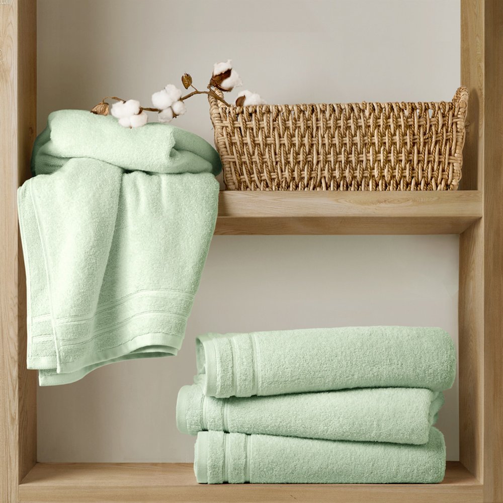 Quick Dry 100% Cotton Towel Set, Seafoam color. Picture 1