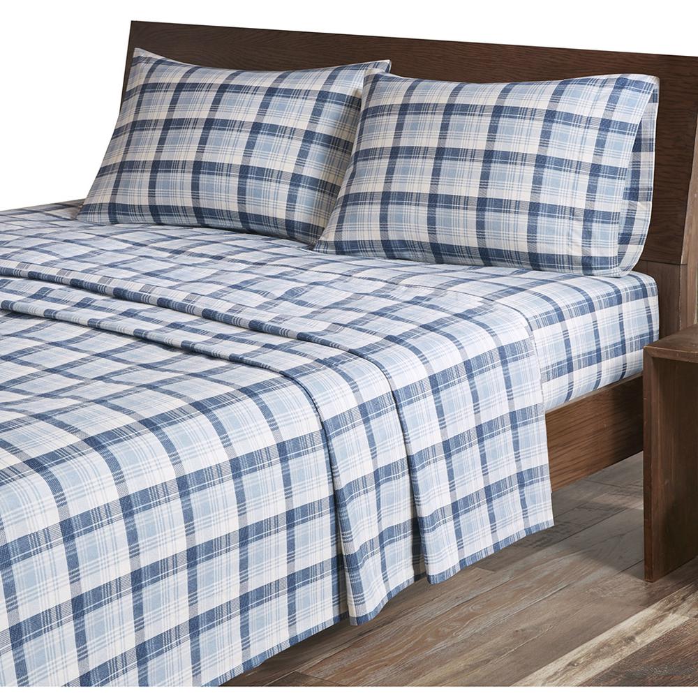 Flannel Sheet Set, Blue Plaid color. Picture 5