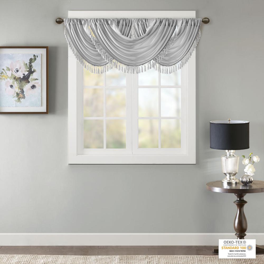 Faux Silk Waterfall Embellished Valance. Picture 1