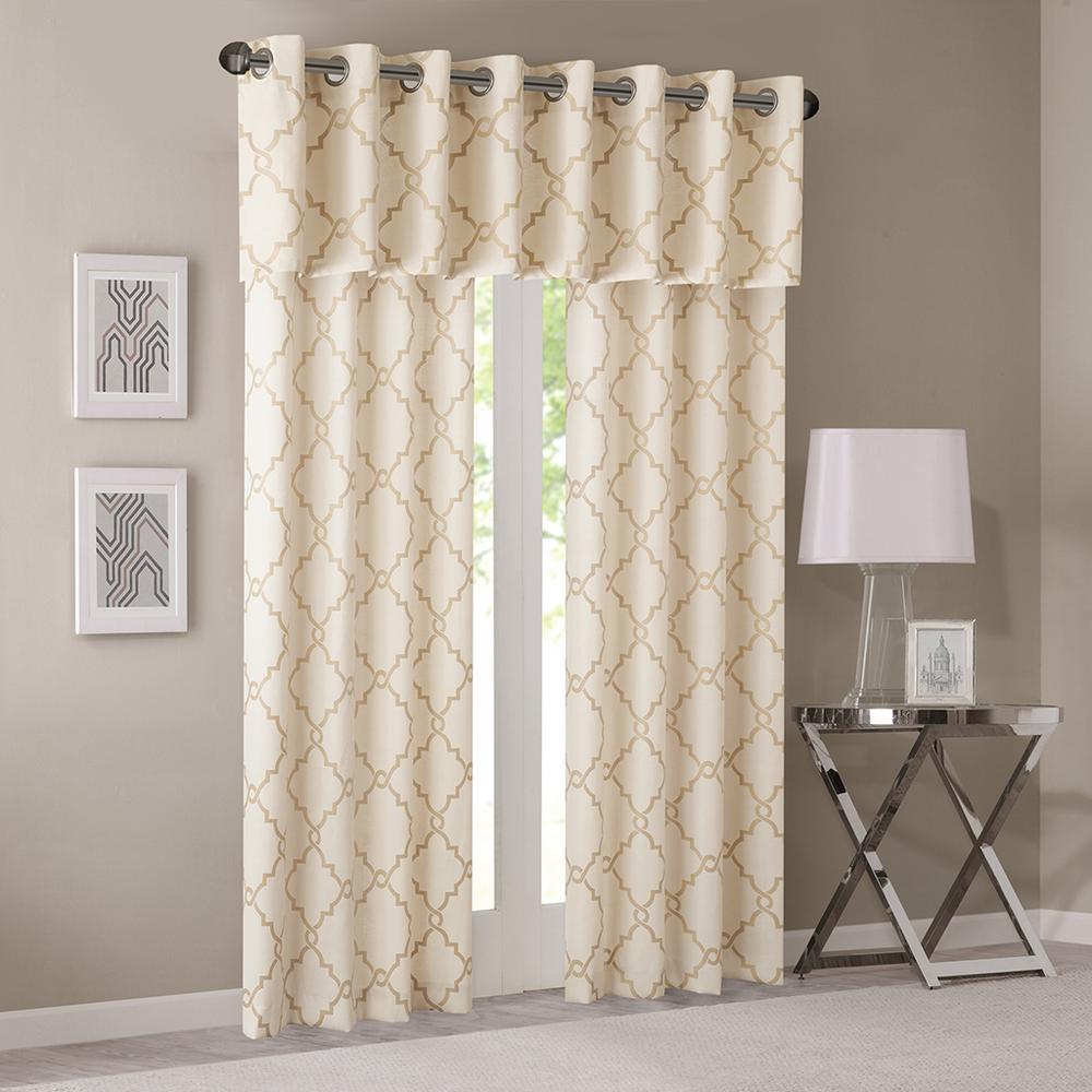 Fretwork Print Grommet Top Window Valance. Picture 5