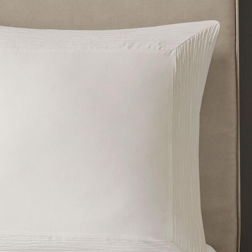 Hanae Cotton Blend Yarn Dyed Euro Sham, White color. Picture 3
