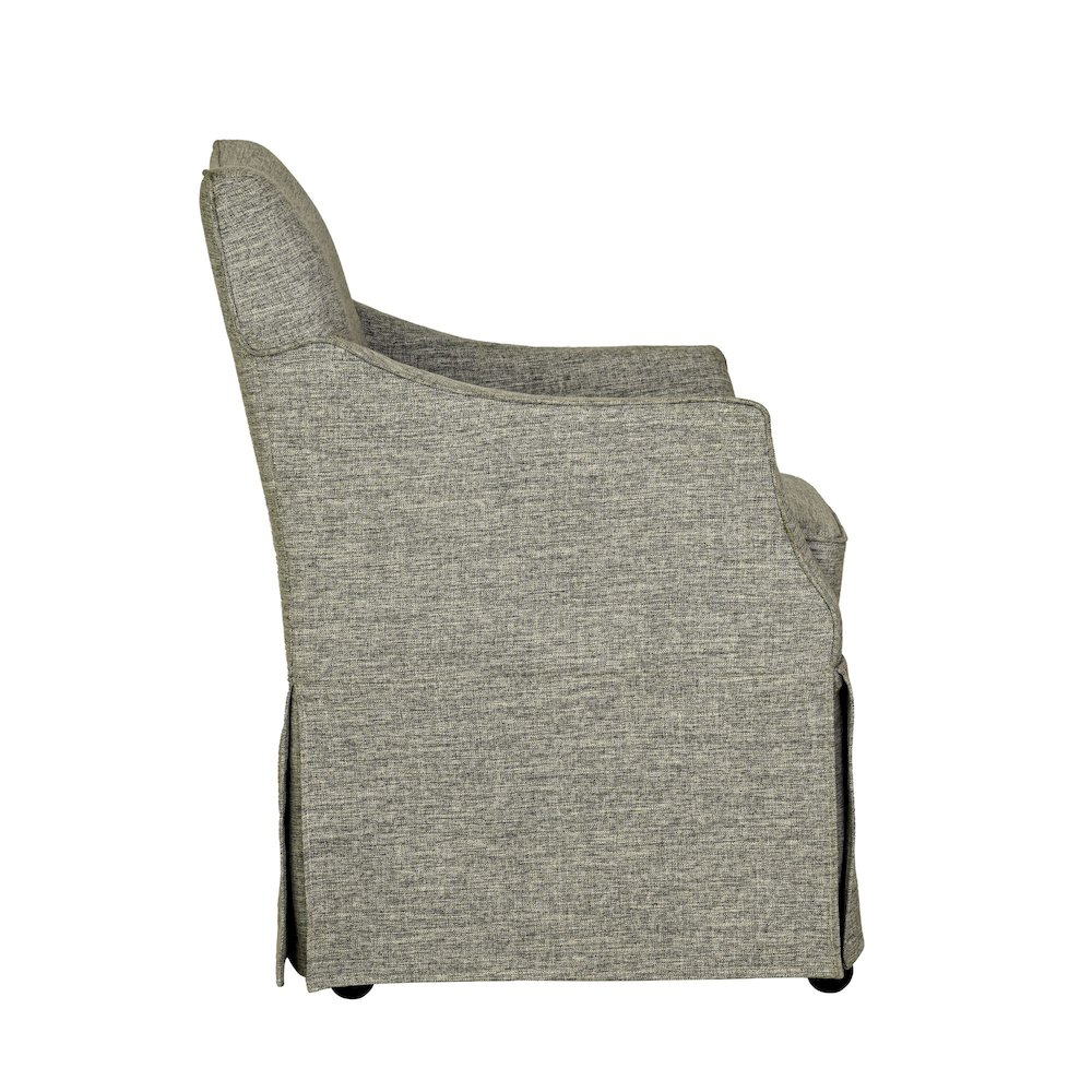 Upholstered Skirted Dining Arm Chair with Hidden Casters. Picture 2