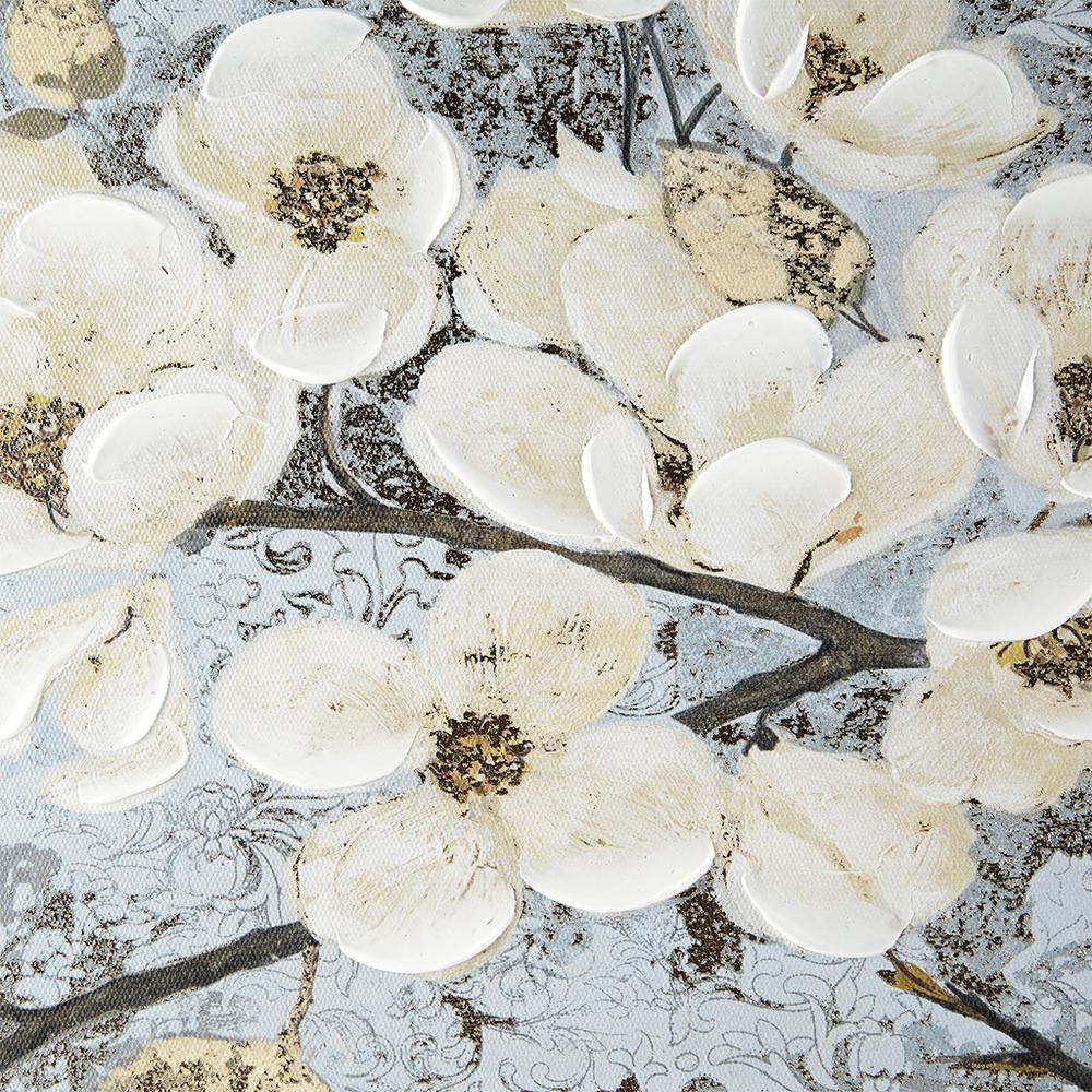 Gold Foil and Hand Embellished Floral Canvas Wall Art. Picture 1