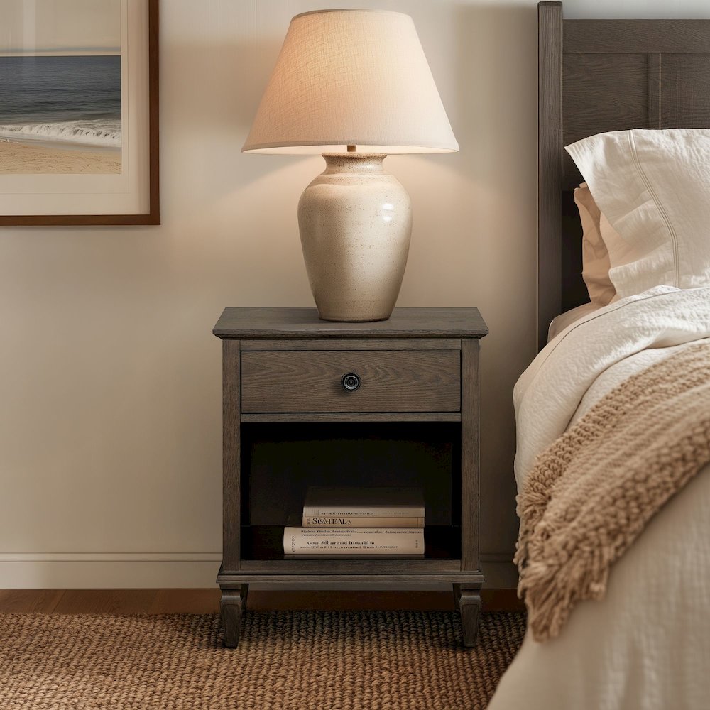 Victoria Nightstand, Antique Brown color. Picture 2