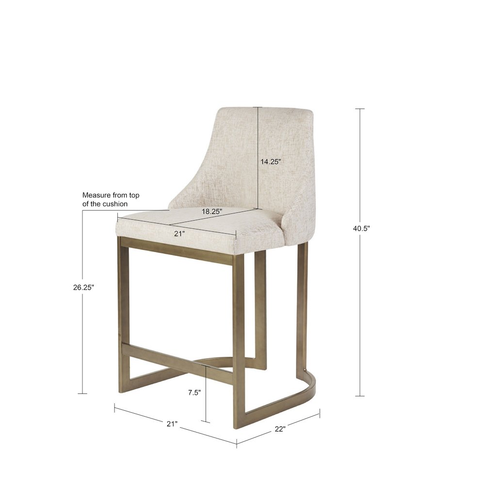 26"H Upholstered Counter Stool with Metal Base. Picture 5