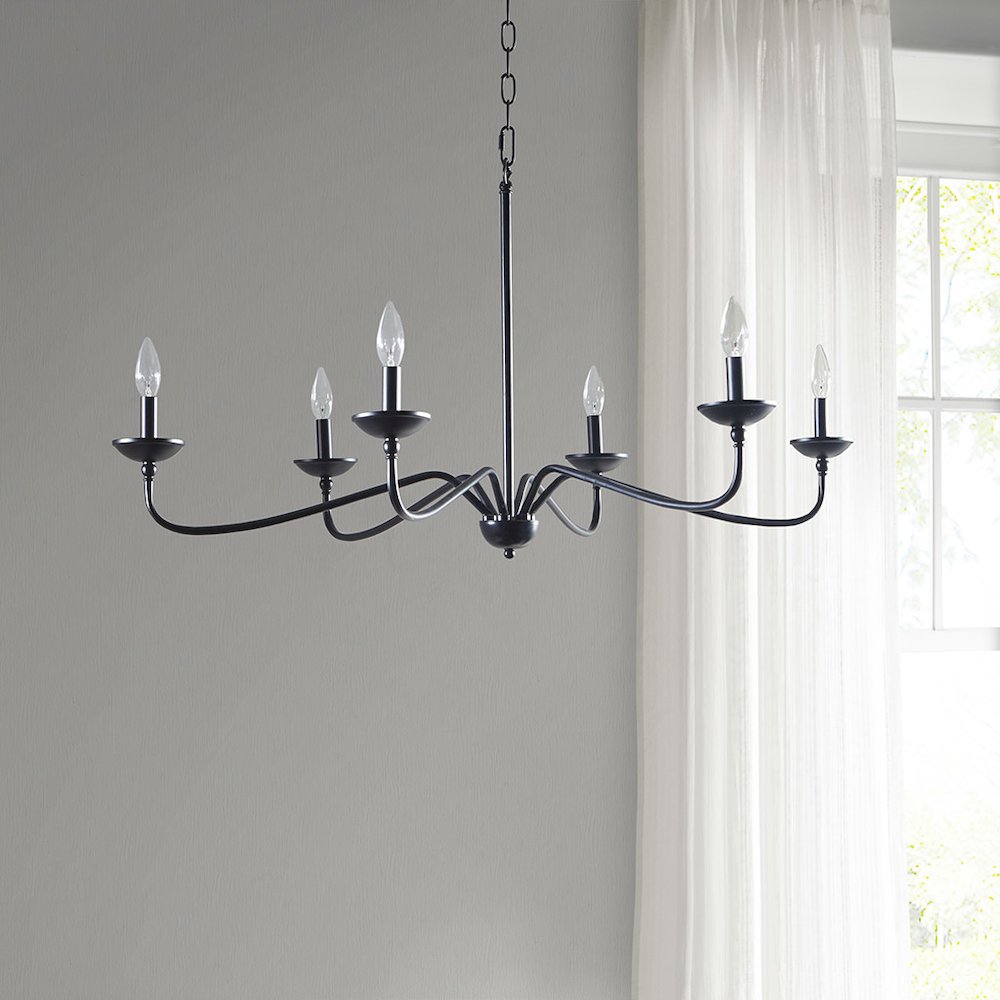 6-Light Farmhouse Metal Chandelier. Picture 1