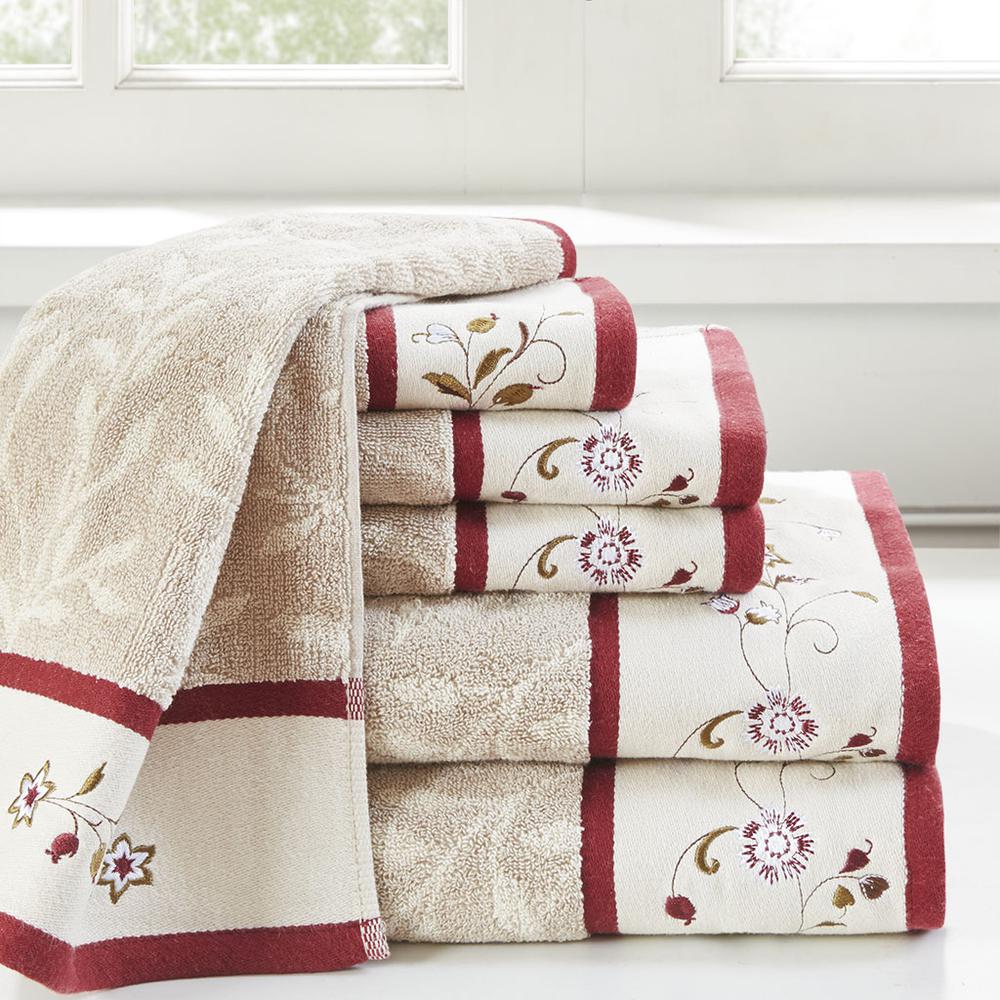 Embroidered Cotton Jacquard 6 Piece Towel Set. Picture 4