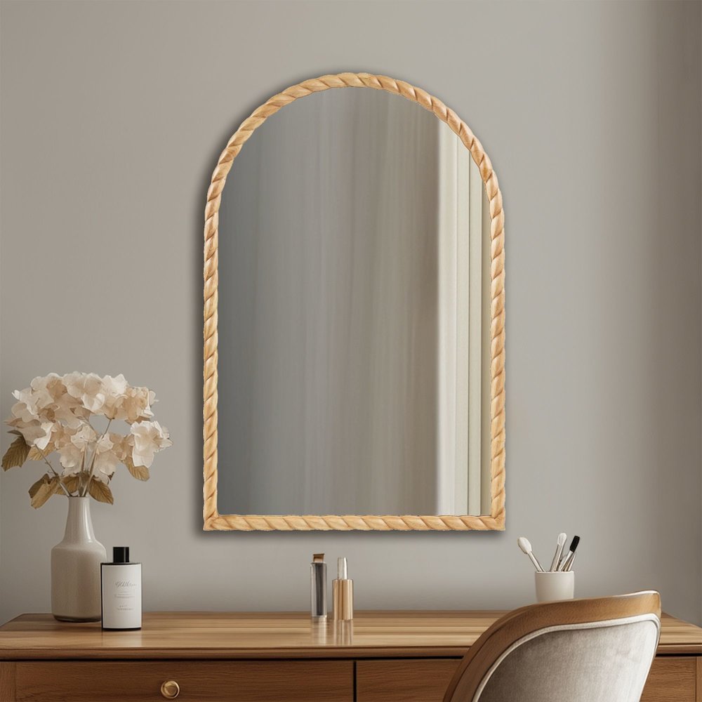 Montra Arched Braided Wood Wall Mirror. Picture 4