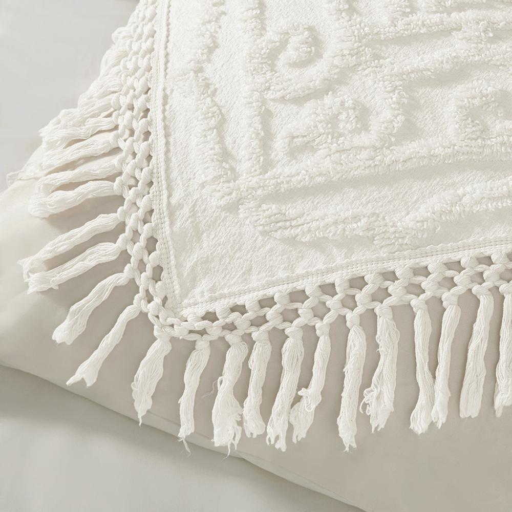 Tufted Cotton Chenille Medallion Fringe Coverlet Mini Set. Picture 2