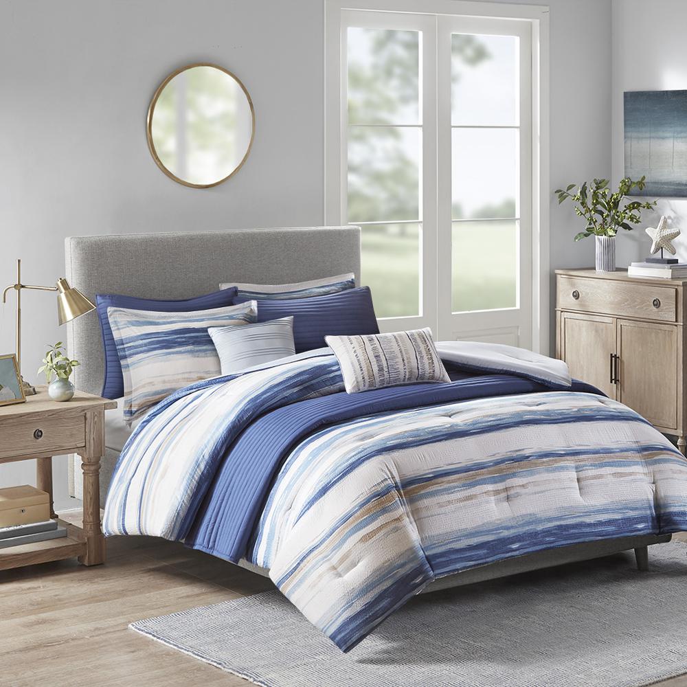 8 Piece Printed Seersucker Comforter and Quilt Set Collection. Picture 4