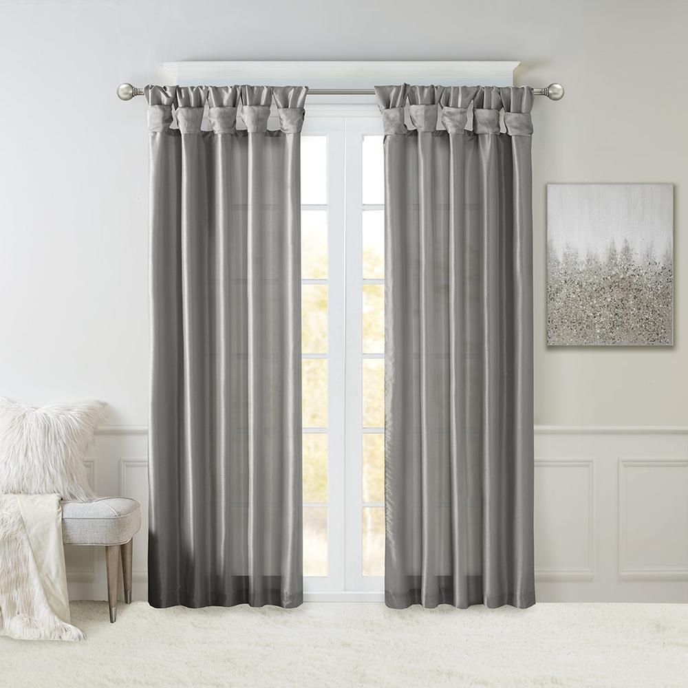 Twist Tab Lined Window Curtain Panel. Picture 2