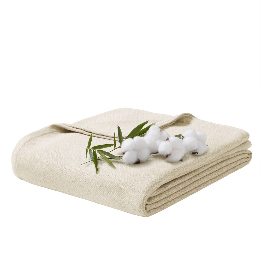 Bamboo Cotton Rayon from Bamboo Cotton Blanket, Ivory color. Picture 1