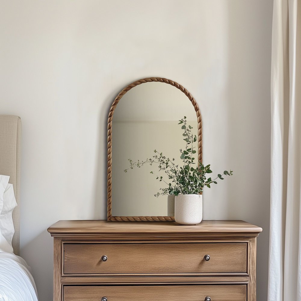 Montra Arched Braided Wood Wall Mirror. Picture 4