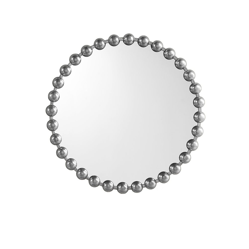 Beaded Round Wall Mirror 27"D. Picture 4