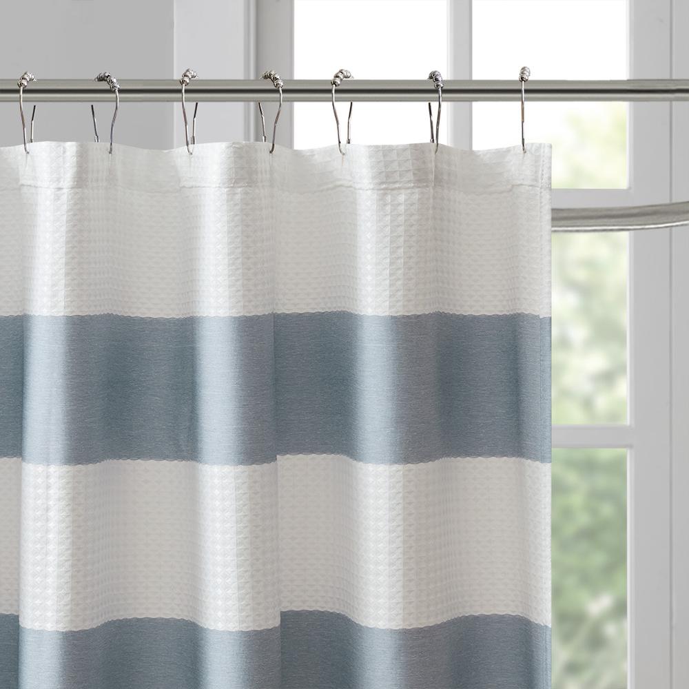 Blue Spa Waffle Shower Curtain, Belen Kox. Picture 1