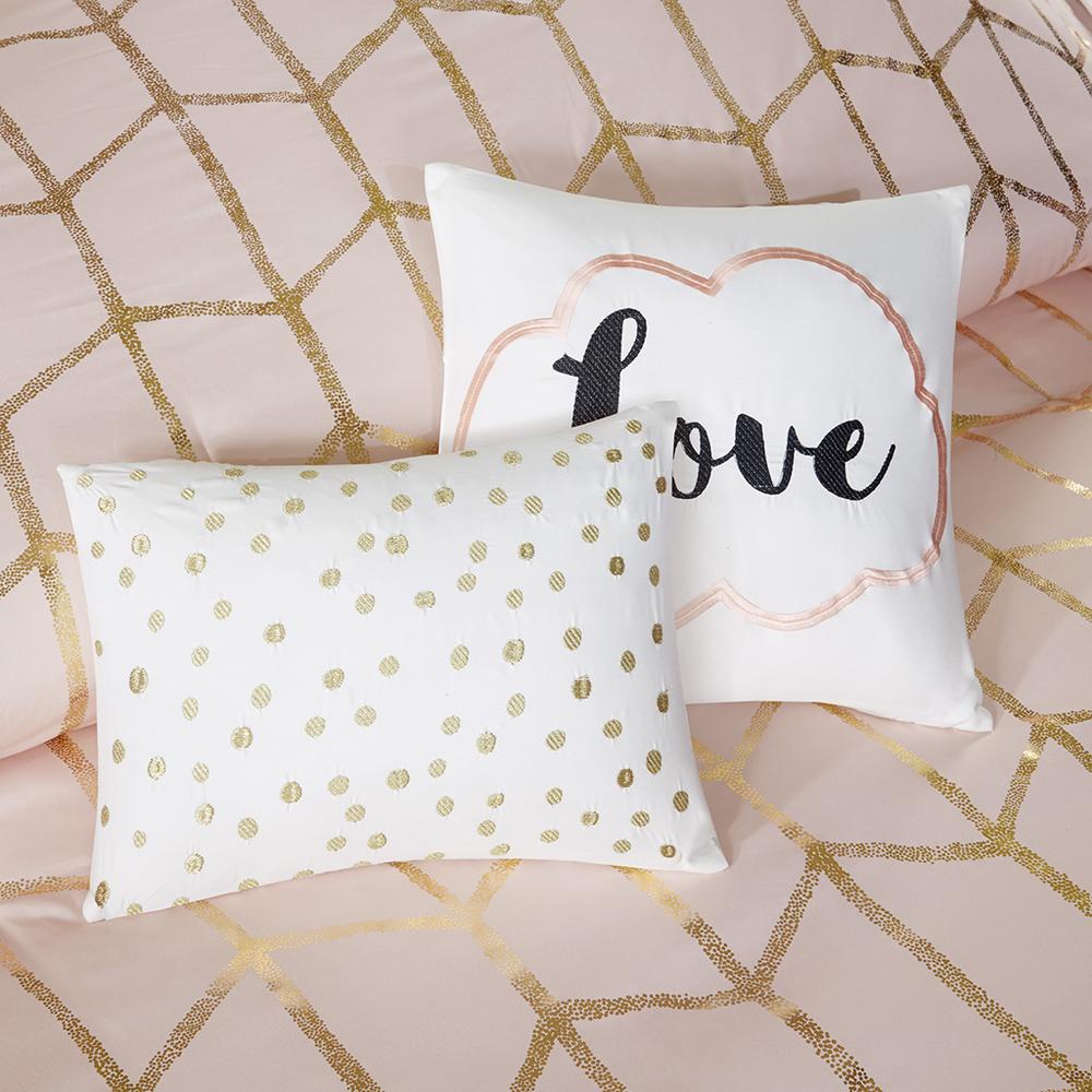 Blush & Gold Geometric Comforter Set, Belen Kox. Picture 1