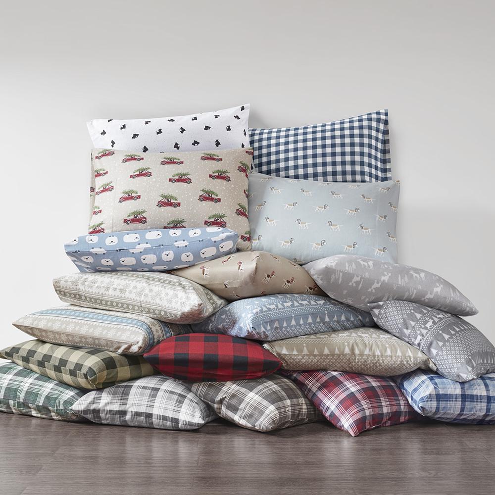 Flannel Sheet Set, Grey Plaid color. Picture 3
