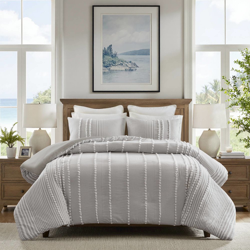 Anslee 3 Piece Cotton Yarn Dyed Duvet Cover Set. Picture 1