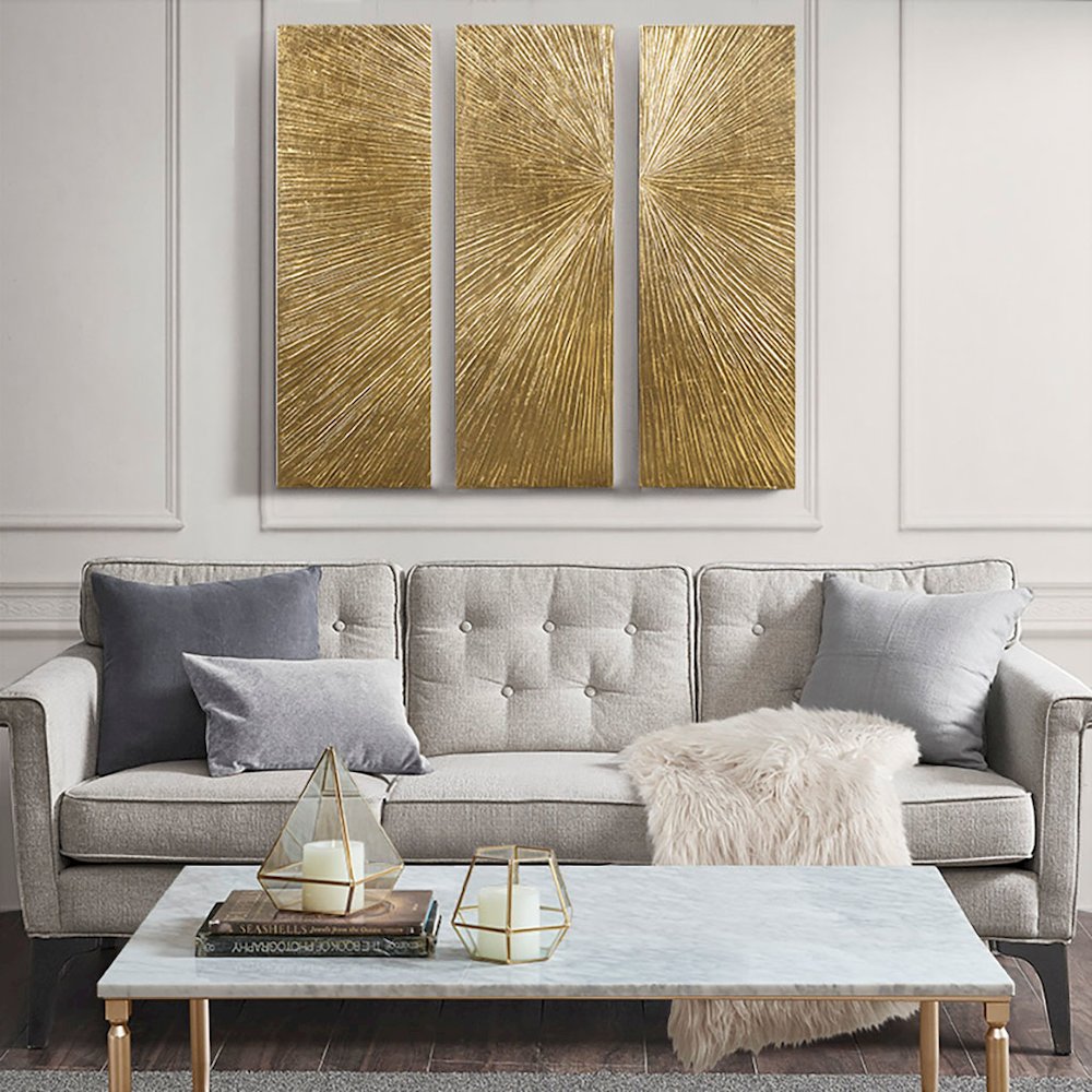 Hand Painted Triptych 3-piece Dimensional Resin Wall Art Set. Picture 1
