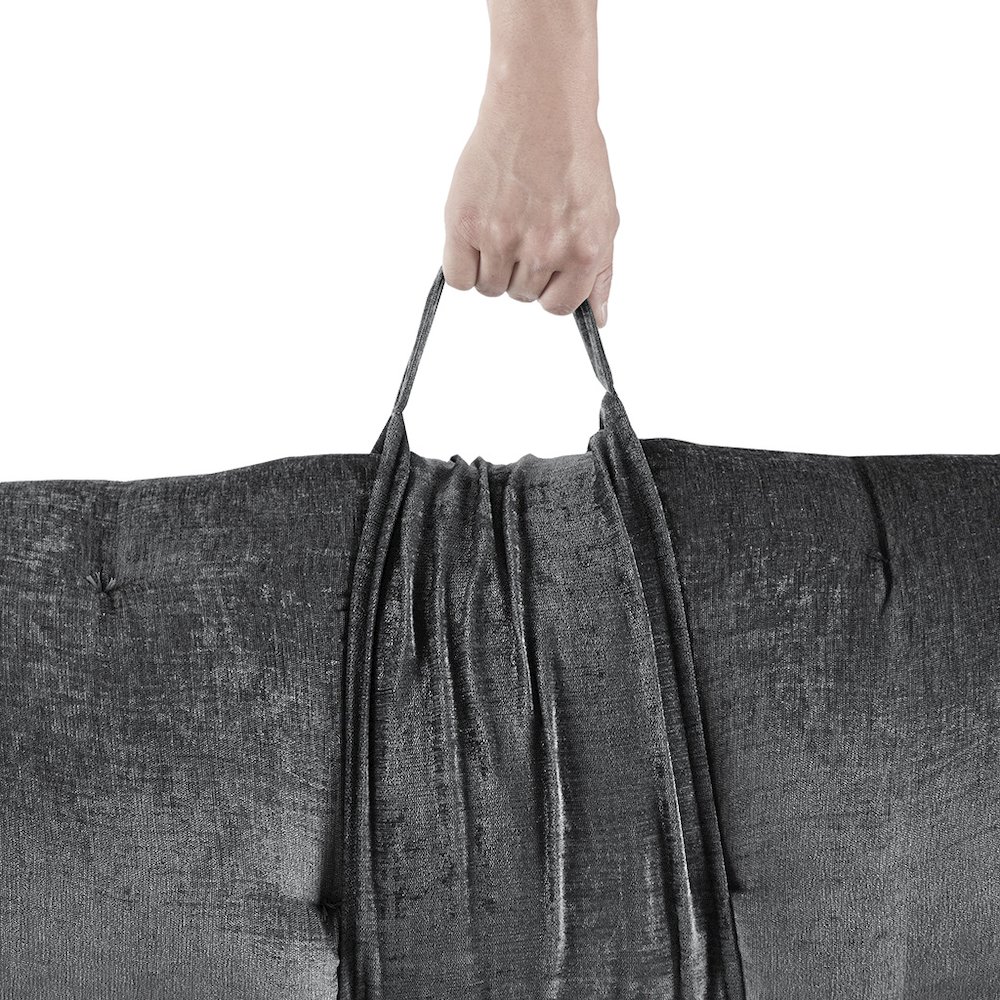 Edelia Poly Chenille Lounge Floor Pillow Cushion in Charcoal. Picture 2