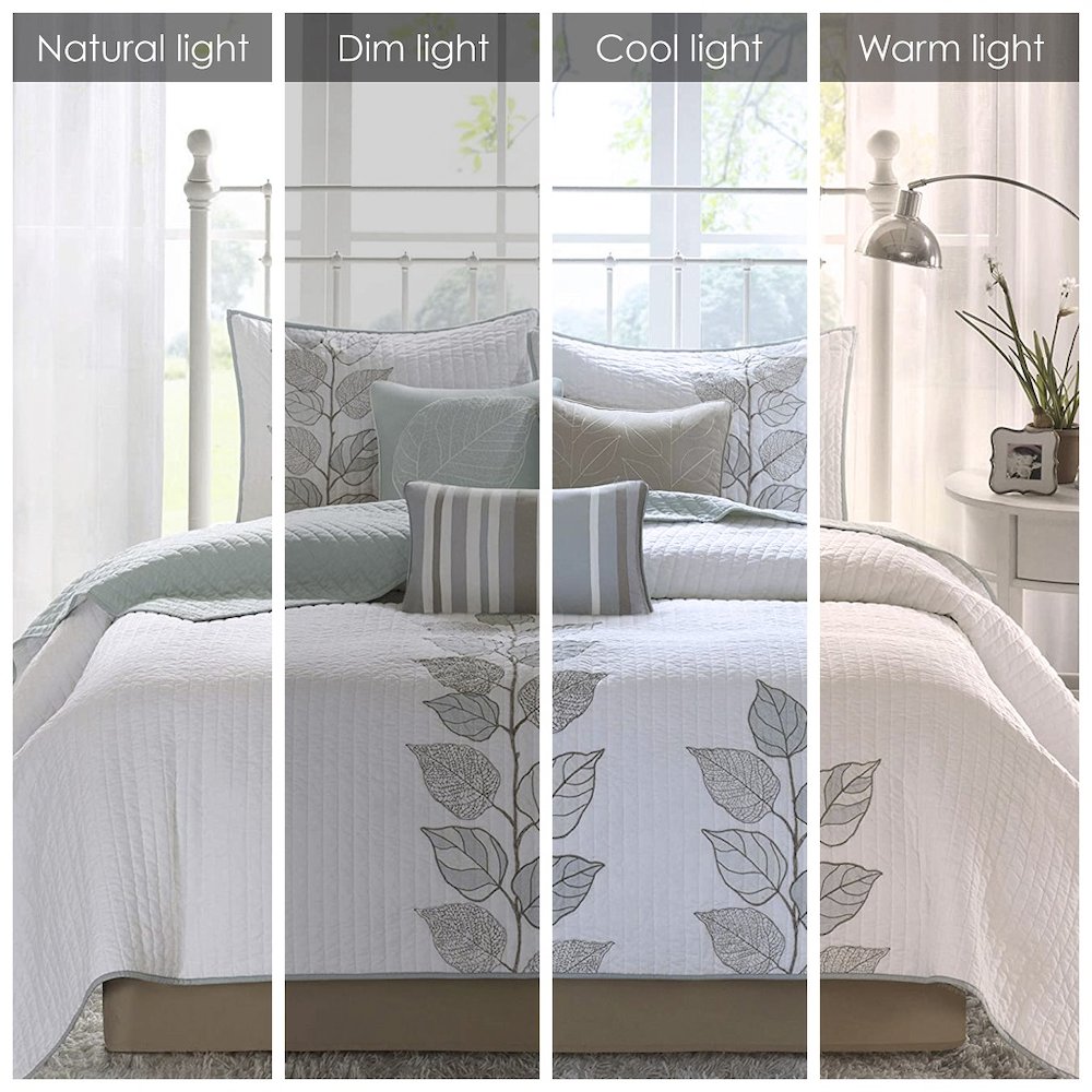 6 Piece Embroidered Quilt Set with Throw Pillows. Picture 1
