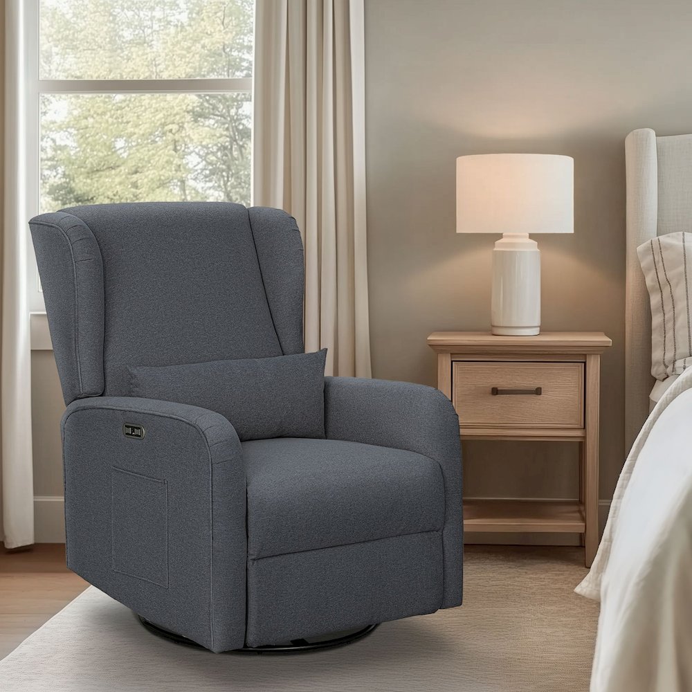 Candace Power Recliner 3-in-1 with Swivel, Glider, Charging Station. Picture 1