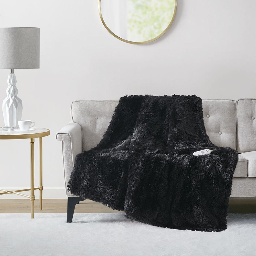 Shaggy Faux Fur Heated Throw. Picture 2