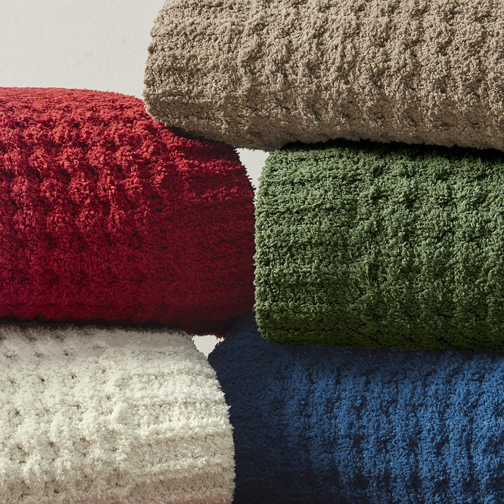 Rowan Waffle Knit Chenille Throw, Ivory color. Picture 4