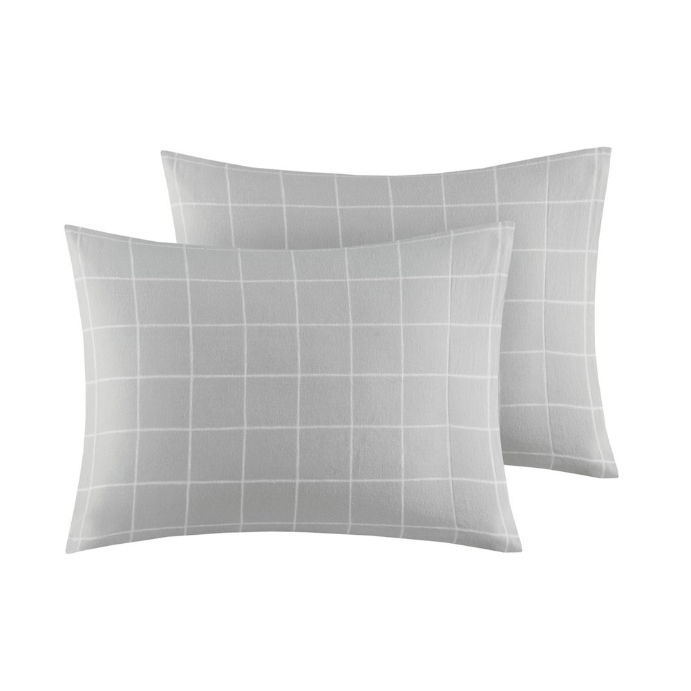 Cozy Flannel 100% Cotton Flannel Printed Sheet Set, Grey Windowpane color. Picture 1