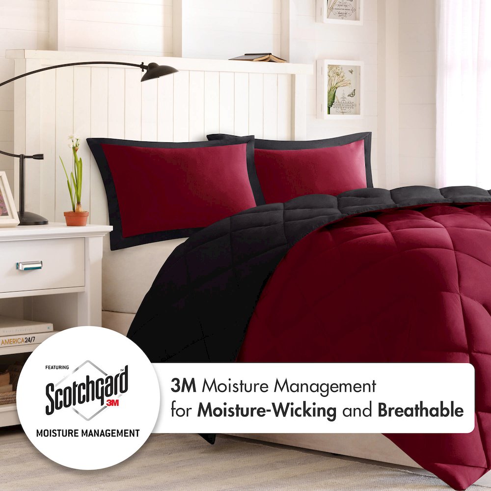 3M Scotchgard Diamond Quilting Reversible Down Alternative Comforter Set. Picture 2