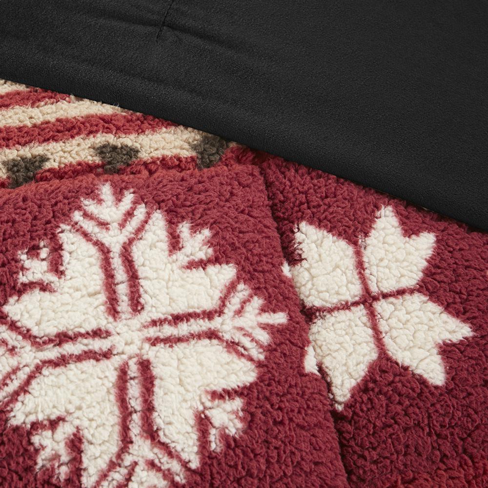 Tunbridge Print Sherpa Comforter Set, Red/Black color. Picture 3
