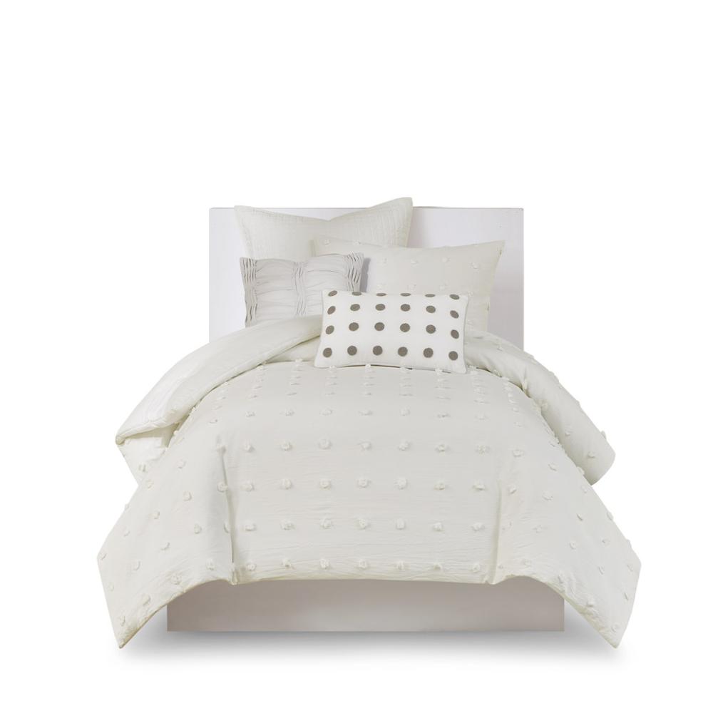 Cotton Jacquard Comforter Set with Euro Shams and Throw Pillows. Picture 1
