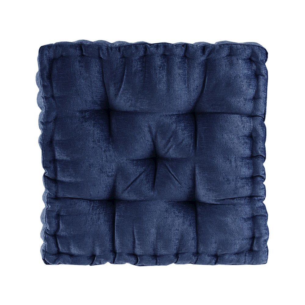 Navy Chenille Square Floor Pillow, Belen Kox. Picture 1